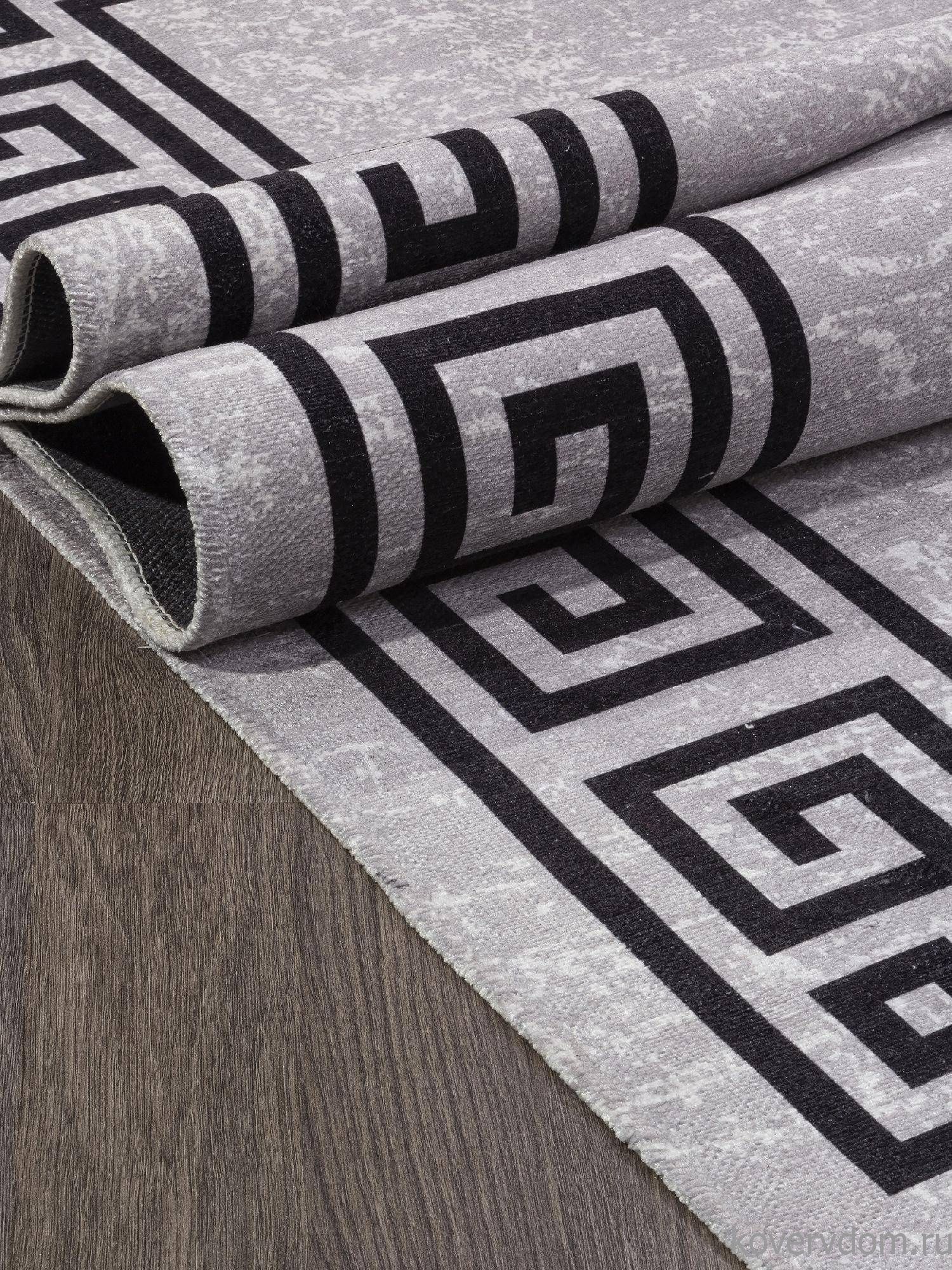 Ковер из полиэстера ЛОТУС AB194A СЕРЫЙ / ЧЕРНЫЙ Ковер из полиэстера ЛОТУС AB194A СЕРЫЙ / ЧЕРНЫЙ