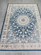 Ковер с бахромой ZARINA A050B D.BLUE SHIRINK / CREAM