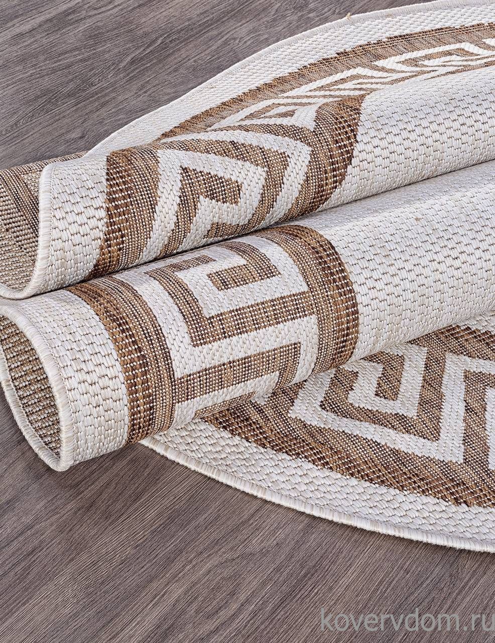 Ковер циновка VEGAS S002 CREAM-BROWN Овал